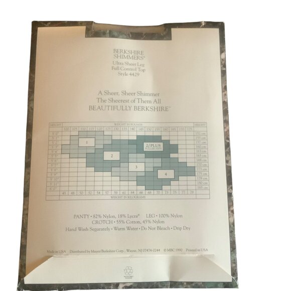 Vtg Berkshire Shimmers Ultra Sheer Leg Full Control Top Pantyhose Silver Size 2 - Picture 4 of 5